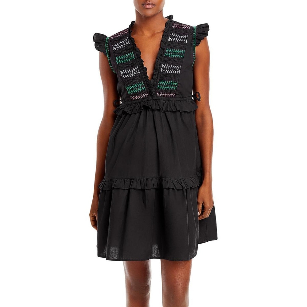 NWT BANJANAN Chandra Cotton Smocked Fit & Flare Dress Sz Large - Picture 2 of 3